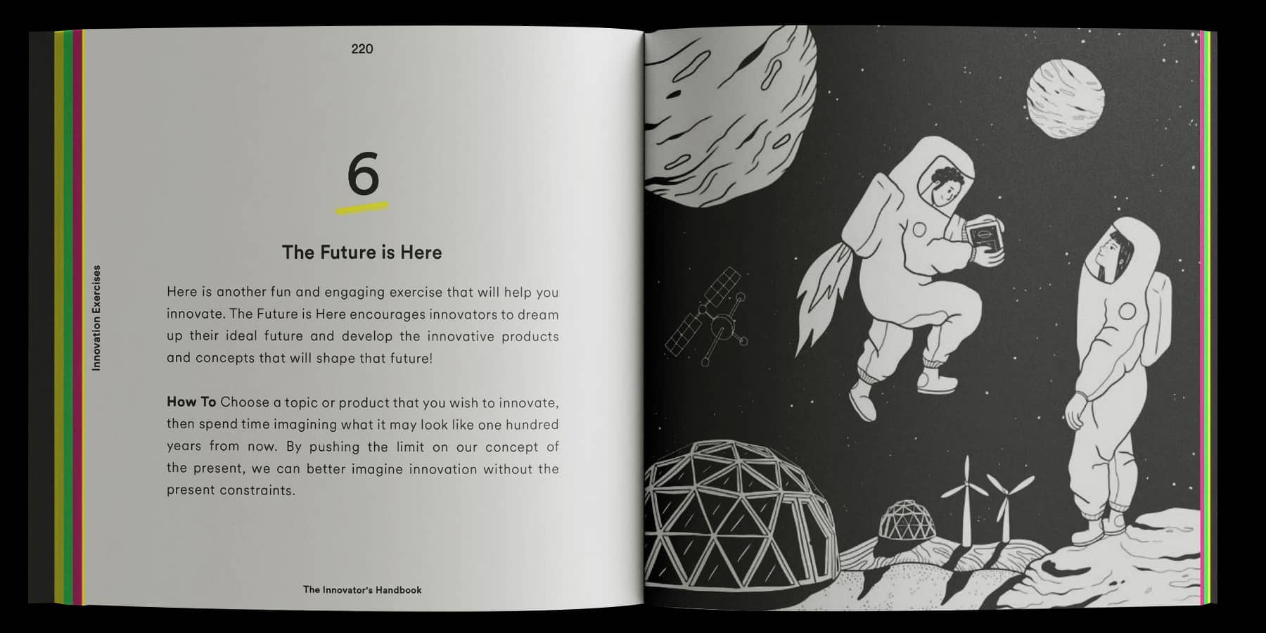 Example book page with two astronauts